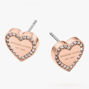 Michael Kors Rose Gold Tome Heart Stud Earrings